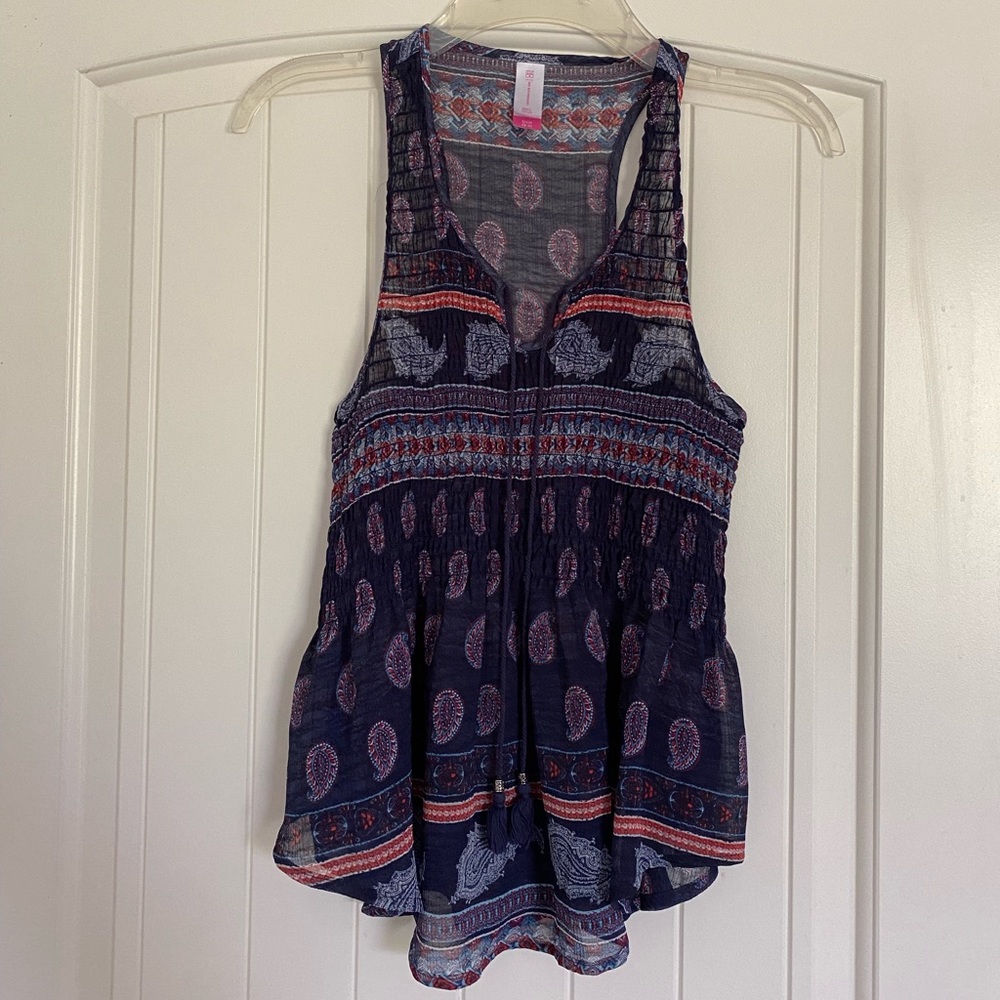 Ruched Patterned Tank Top - S